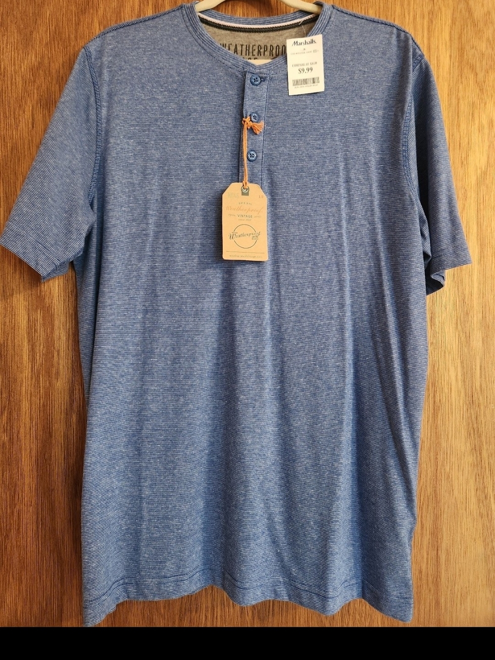 Weatherproof Men’s Blue Henley Short Sleeve Shirt Large